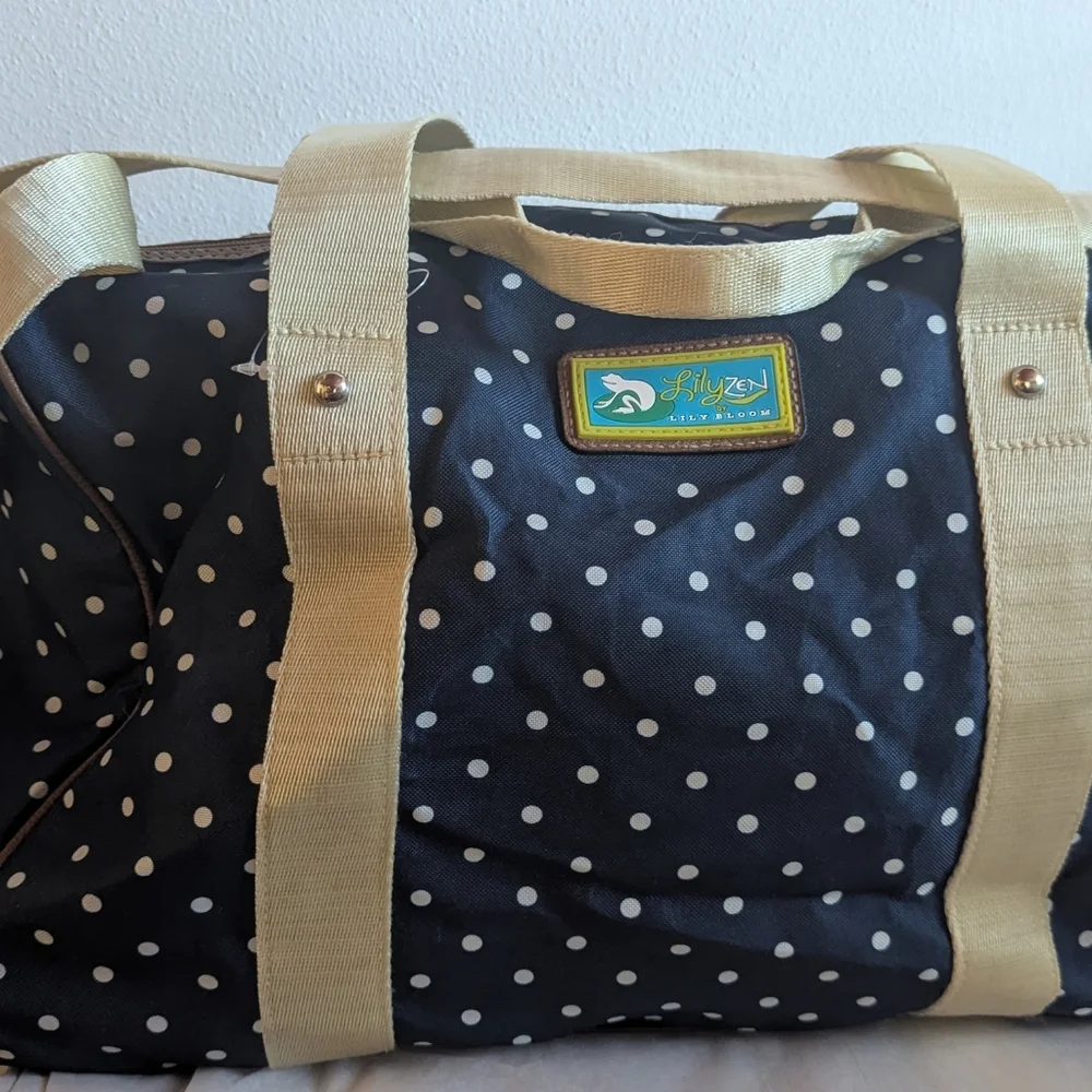 Lily Zen Bloom Polka Dot Weekender Travel Carry-on Bag Duffel 17" X 13" X 8" - Picture 8 of 11